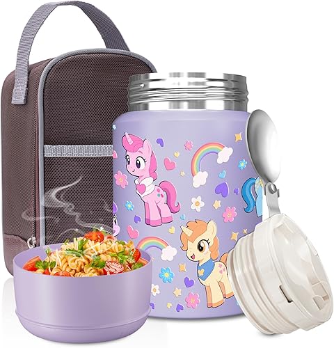 Miniatura 10 de Contenedor de alimentos aislado de 18 onzas con cuchara y bolsa aislada, termo de sopa para alimentos calientes, retención de calor de 10 horas,
