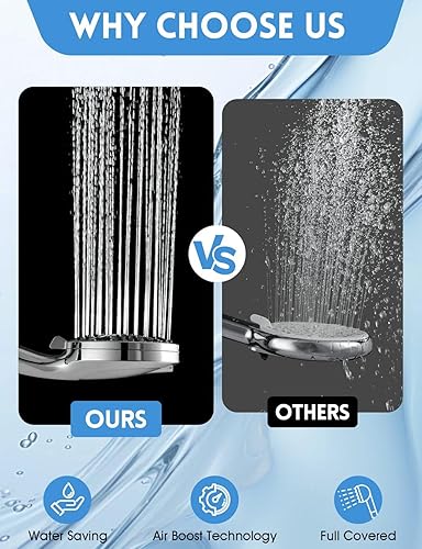 Miniatura 5 de Guoyulju Cabezales de ducha de alta presión con combo de rociador de mano y manguera, cabezal de ducha 10 ajustes, potente rociador integrado, alma