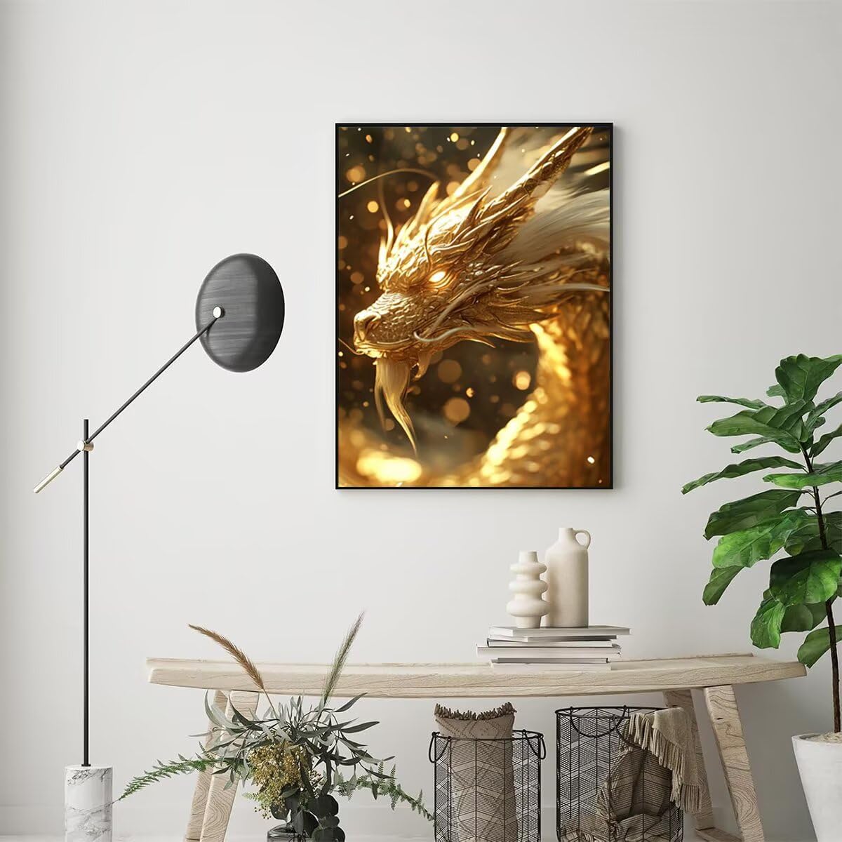 Dipingere con i Numeri Drago, Paint by Numbers Adulti Animale, Fai da te Creativi Adulti Quadri da Dipingere Numerati Kit per Decorazione Della Parete di Casa, Regalo 70x95 cm Senza Cornice 82-5