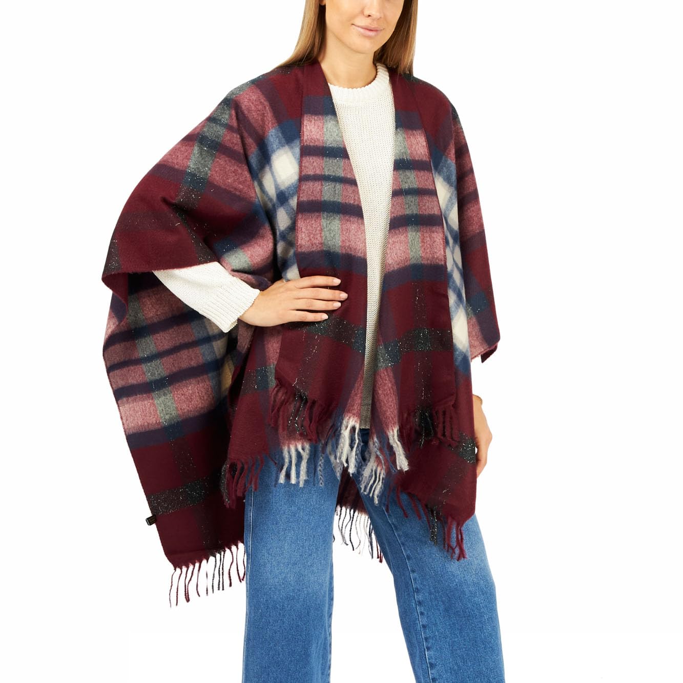 Women's Shawl Wrap Poncho Ruana Cape Cardigan Sweater Open Front for Fall Winter Spring