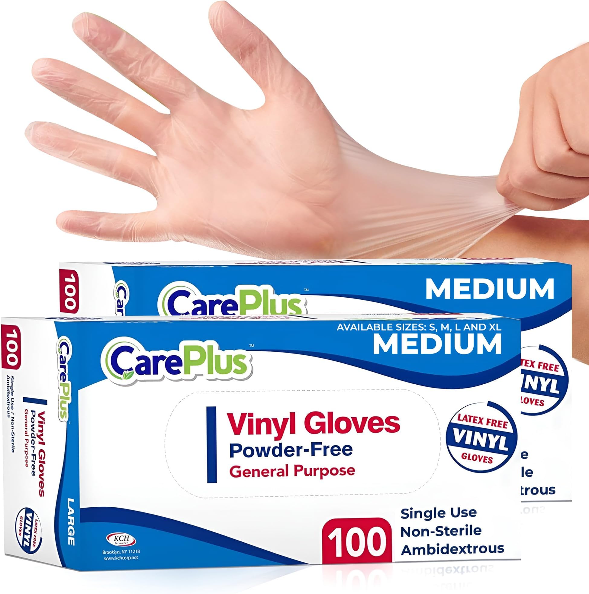 Vinyl Gloves Clear Medium Size 200 Count | Heavy Duty, Non-Sterile, Powder-Free, Latex-Free Rubber | Food Prep, Kitchen & Cleaning Gloves, Ideal for Professional Use