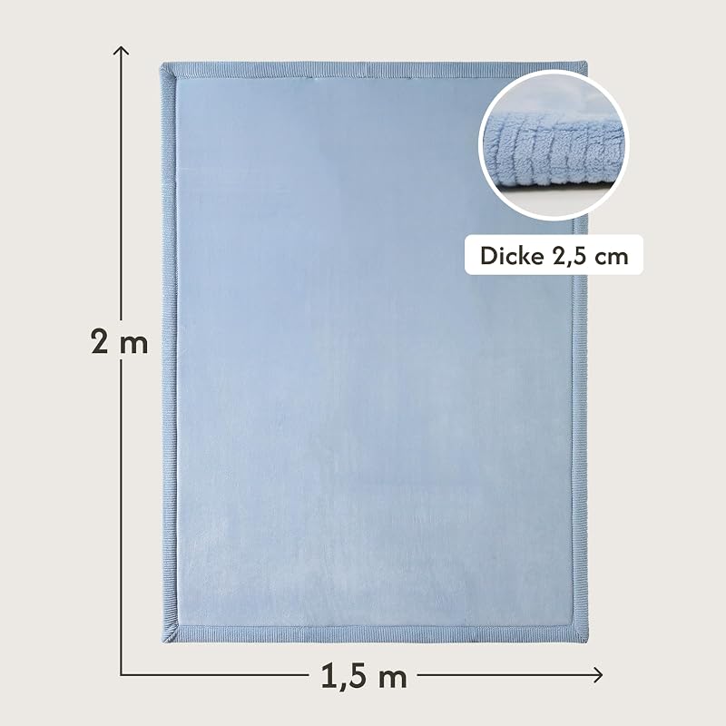 Hakuna Matte Babajáték Szőnyeg memóriahab csúszásgátló aljjal 200 x 150 x 2,5 cm kék mászóka tatami