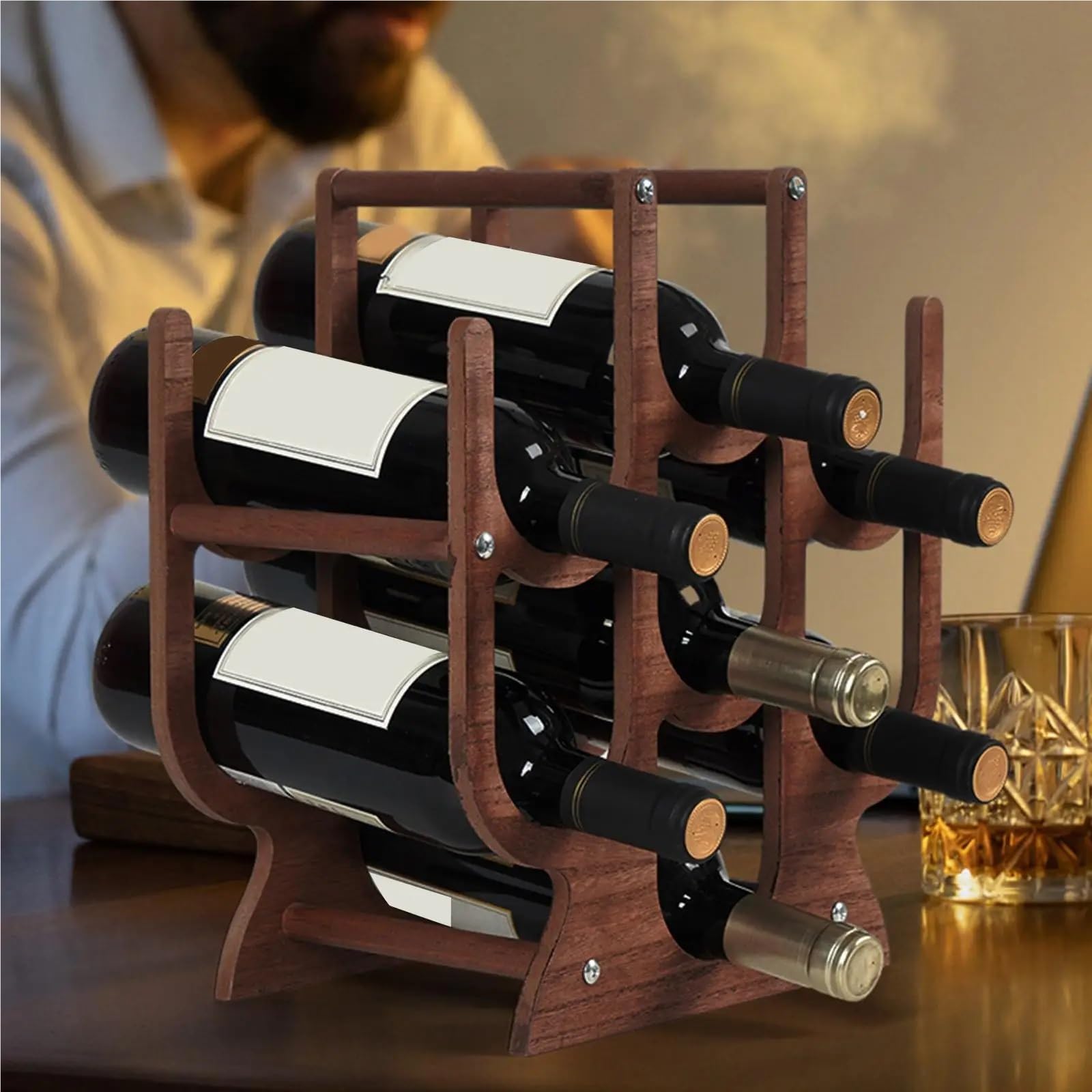 weinregal Weinhalter aus Holz, abnehmbares Weinregal, Küchenarbeitsplatte, Lagerregal for Barschrank, Weinflaschen-Präsentationsregal