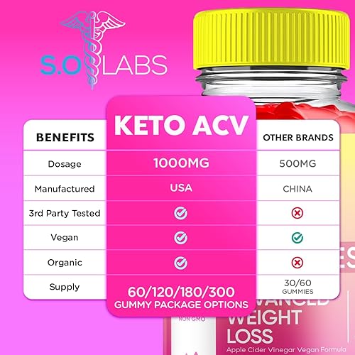 Miniatura 8 de S.O Labs Keto ACV Gummies pérdida de peso avanzada, dieta quemador de grasa del vientre, suplemento de vinagre de sidra de manzana, keto+ACV