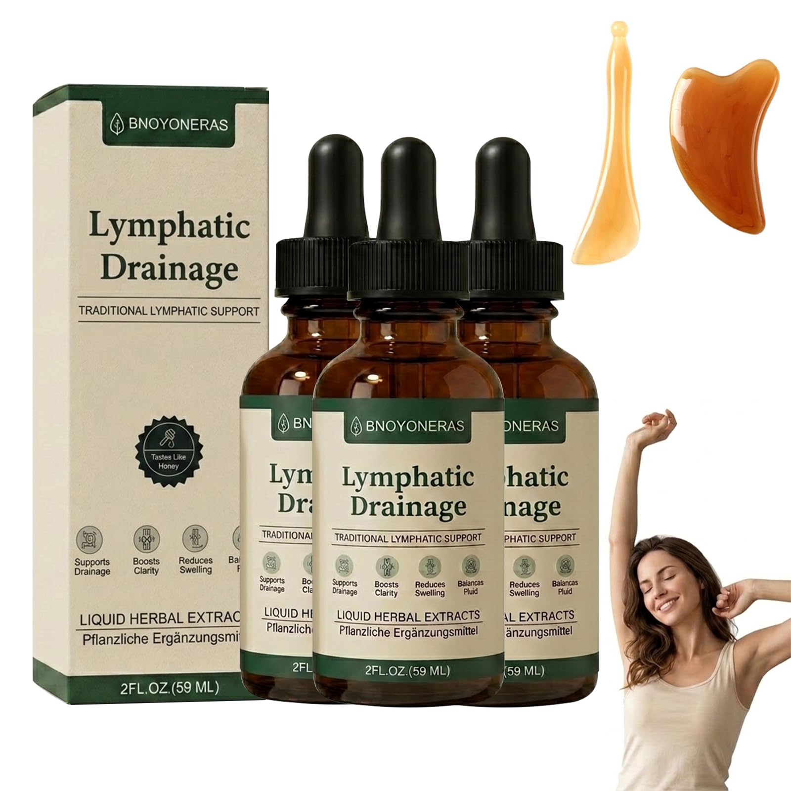 Gota Drenaje Linfático, Linfático Gotas, Lynae Drenaje Linfático, 100% natural, altamente dosificado, vegano, drenaje linfático para hombres y mujeres, 60 ml(3)
