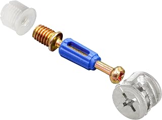 10 Sets Furniture Cam Lock Fasteners, 3-in-1 Cam Locks for Furniture, Cam Lock Fittings Cam Connector Furniture Replacement Parts, 1-3/8" / 35mm Dowel with Blue Plastic Sleeve
