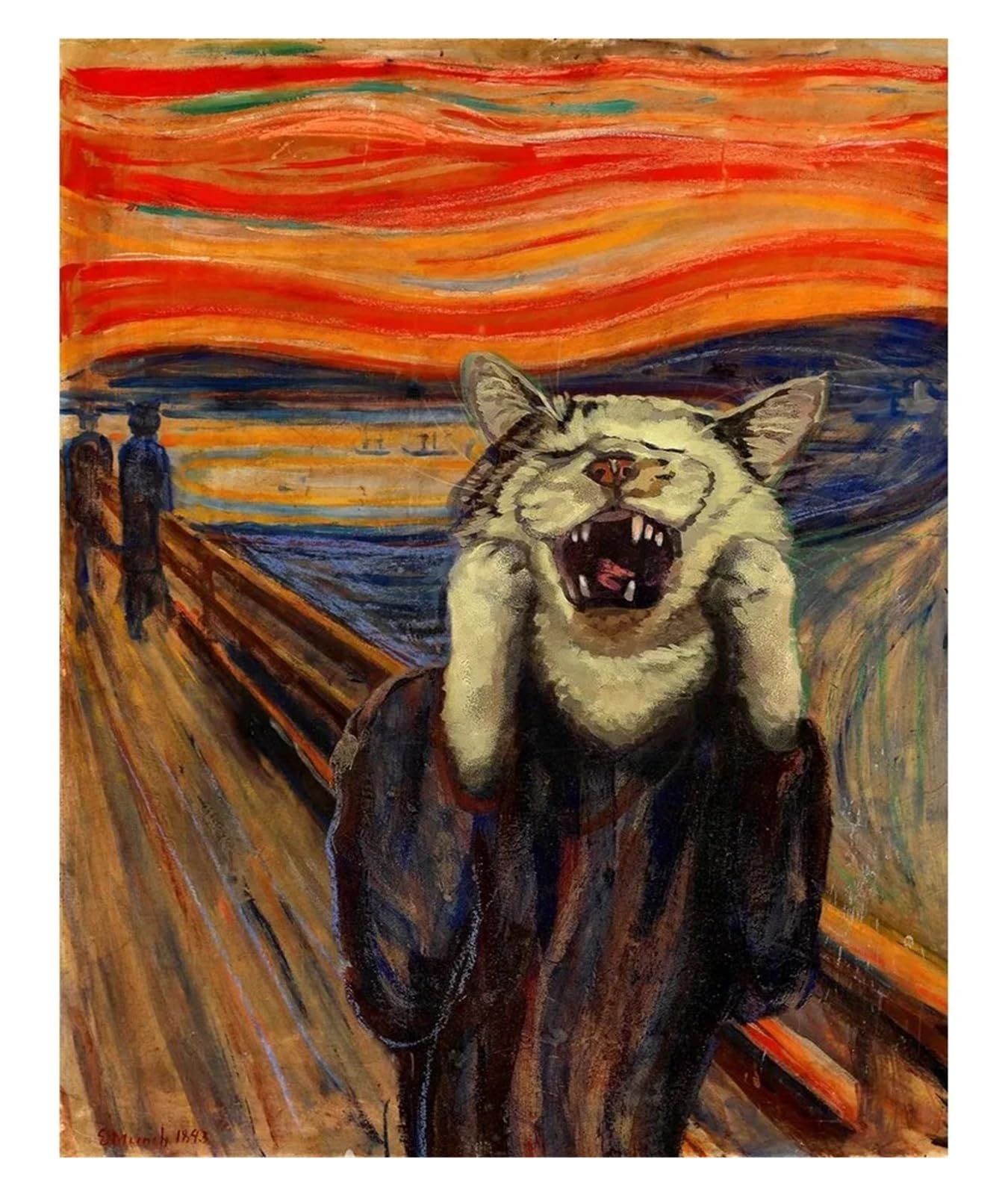 Tableau déco nature chien et chat drôles 20x30cm pour salon