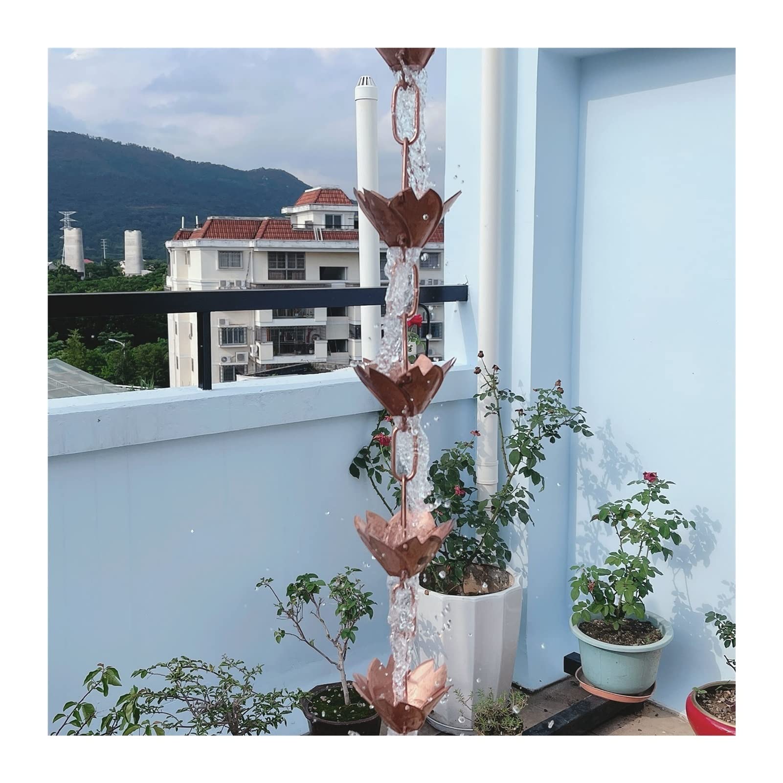 Łańcuch Deszczowy Japońskie Świątyni Łańcuchy Rain na DownSpouts Mosiądz Łańcuch Dach Raczek Rocznika Copper Rynku Drenage(Grey)