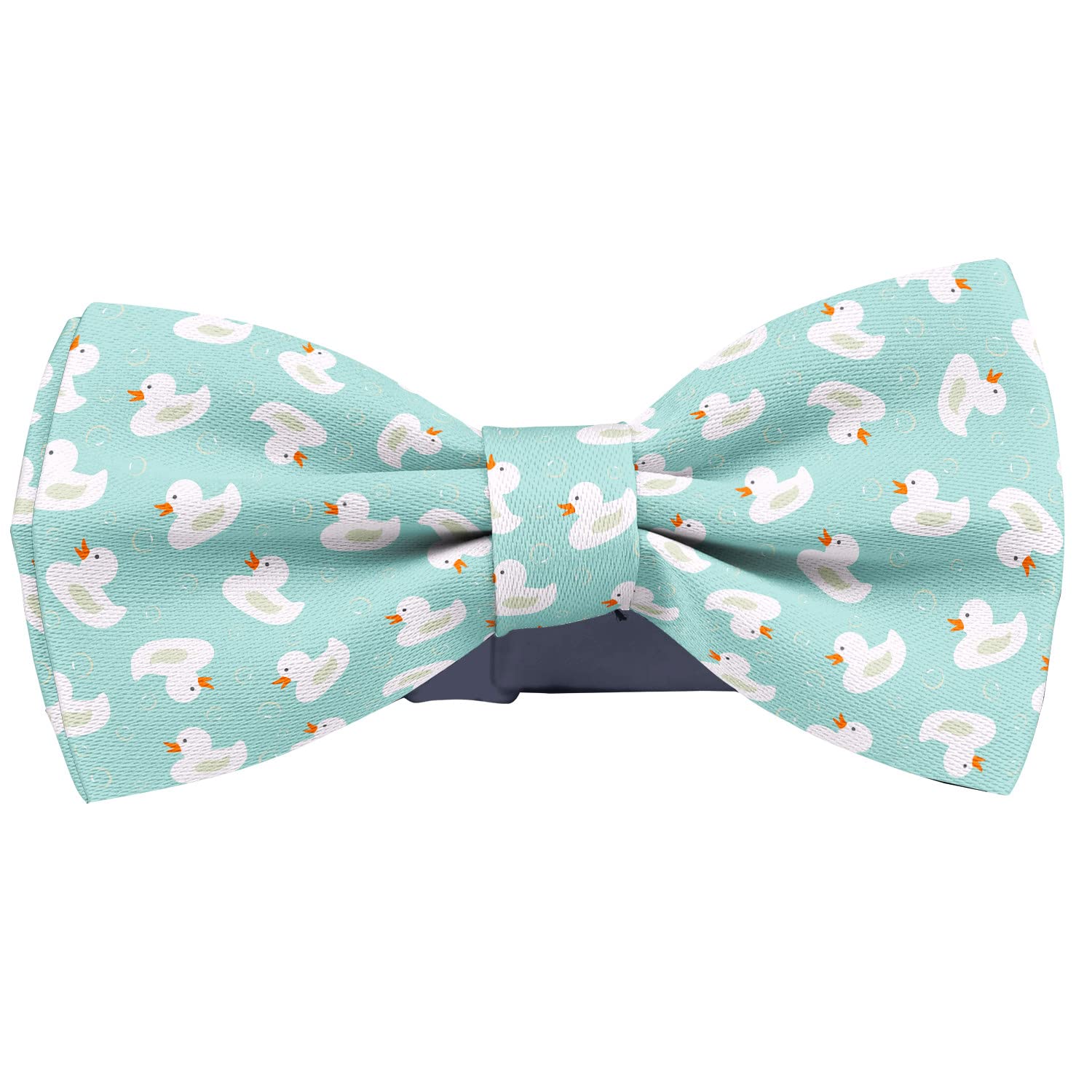 KAWAMOUSE Adjustable Pre-tied bow tie for toddler Boys (White Ducks Bubbles Pattern) Elegant Cute Bowties for Dogs Cats Pets