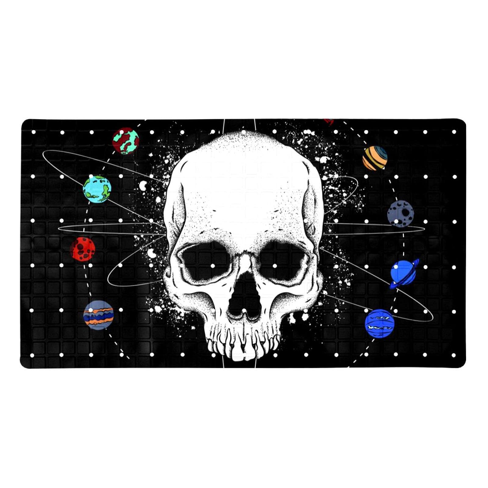 Tapis de bain 14.7x26.9 pouces doux lavable motif crâne planètes