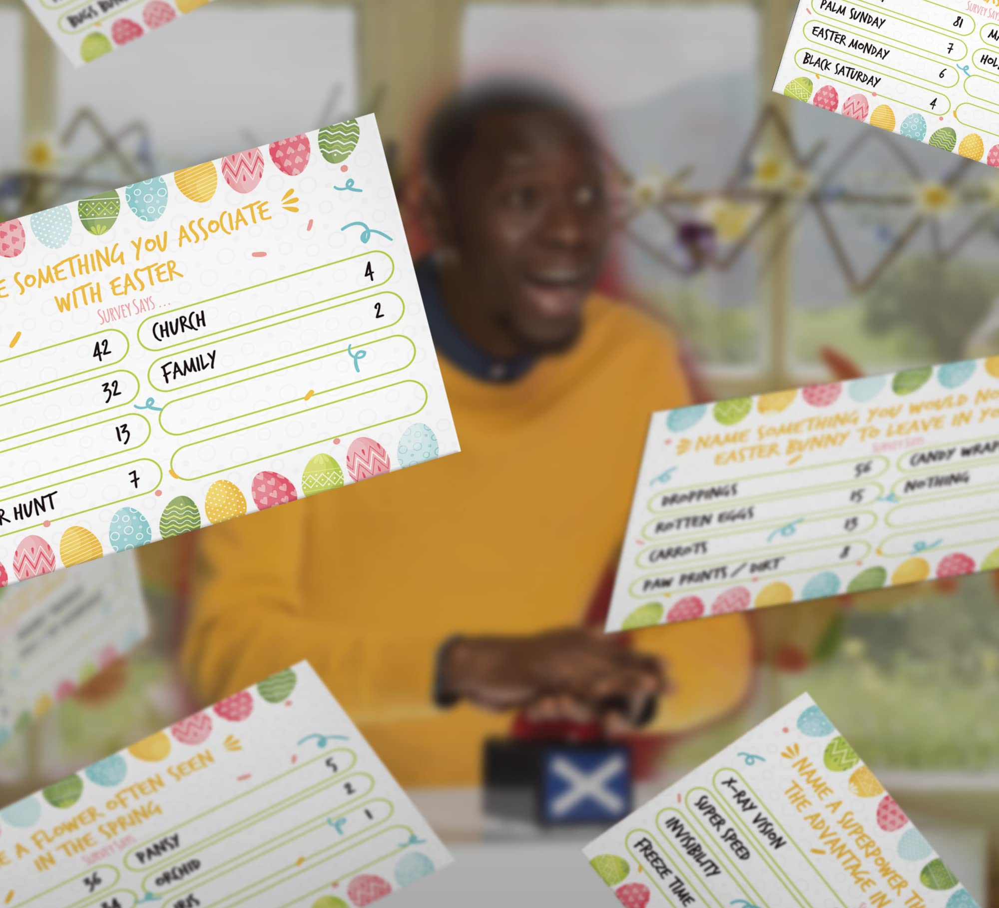 Easter Quiz Trivia Cards - Family Friendly Feud Game For Holiday Parties & Gatherings