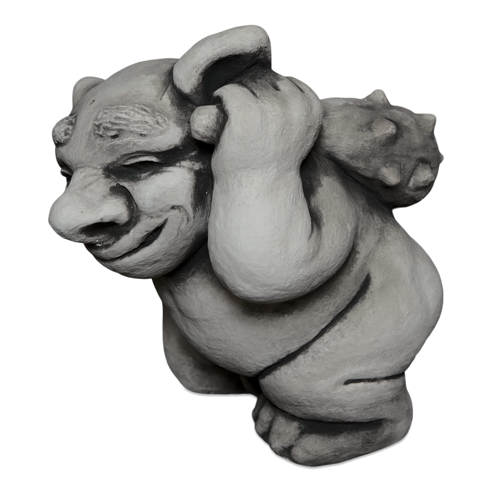 gartendekoparadies.de Massive Steinfigur lustiger XXL Troll Modell Neandertaler, Höhe 30 cm, Grau, 15 kg, Figur aus Steinguss frostsicher für den Außenbereich