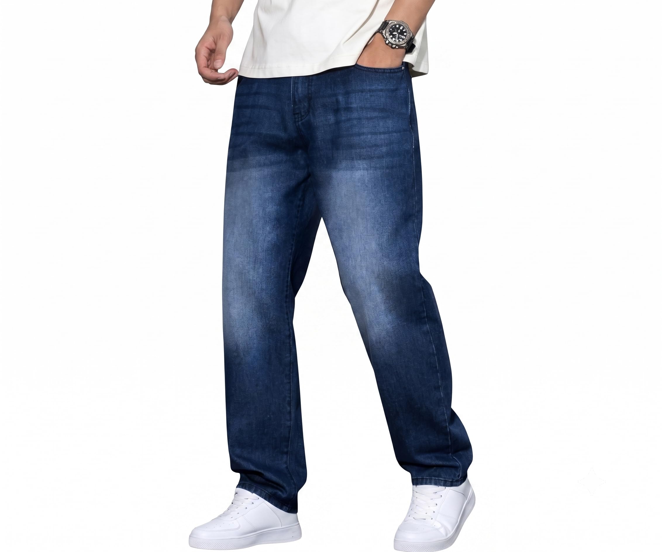 Men Jeans | Baggy Fit Jean's for Man | Loose Fit High Rise Denim | Stretchable Casual Wear Jean,s | Dance Rap Rapping Style Pant for Men | Denim Cotton Jeans-picture-19