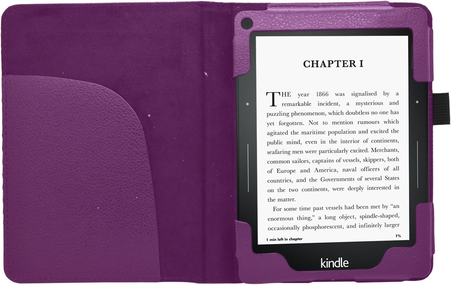 Samrick Executive Specially Designed Leather Book Wallet Case With Exclusive Viewing Stand, Screen Protector, Microfibre Cloth for Amazon Kindle Voyage - Purple