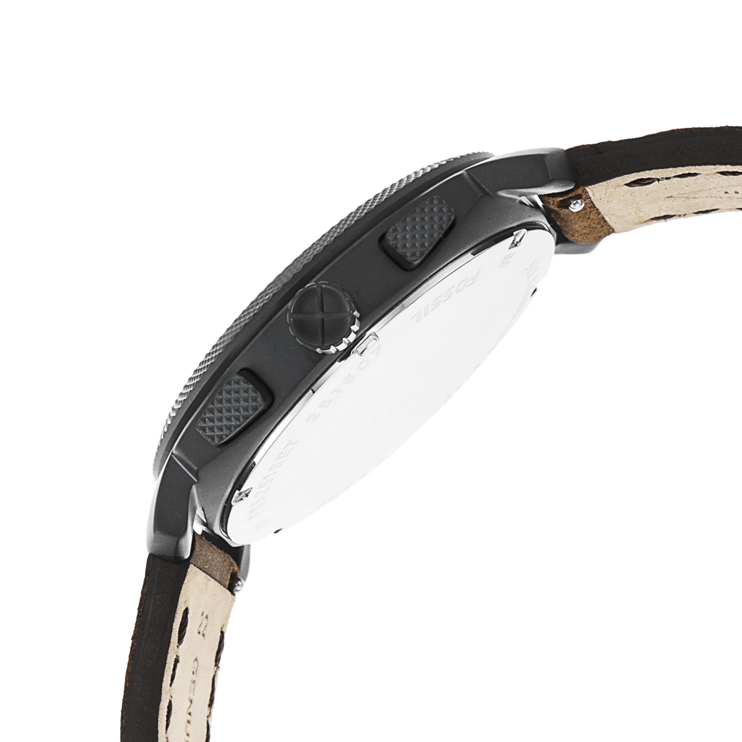 Fossil Machine Uhr für Herren, Chronographenwerk mit Edelstahl- oder Lederarmband, Dunkelbraun, 42MM & Herren Halskette aus Edelstahl und Leder 0.6 x 41.1 x 2.2