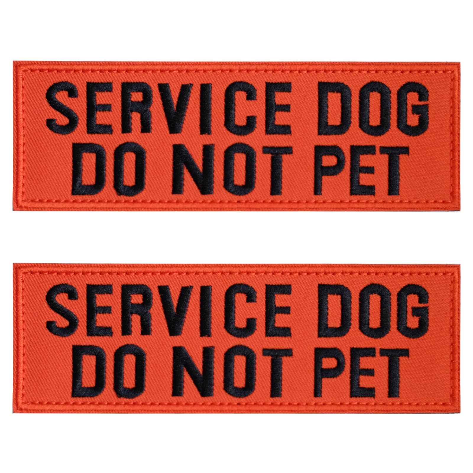 FITZNORA Embroidered Service Dog Do Not Pet Patches, 2 Pack Clear Sign with Hook and Loop Pieces, Easy to Read Tabs for Dog Vest Harness Collar, 4.7 x 1.5 inches