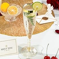 Vista 3 de Goodluck Paquete de 48 copas de champán de plástico con purpurina dorada de 6.5 onzas con borde dorado, vasos desechables de champán para brindis