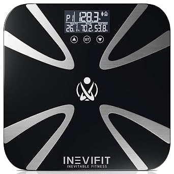 INEVIFIT Body Fat Meter, High Precision Digital Bathroom Body Composition Meter, Black, Large