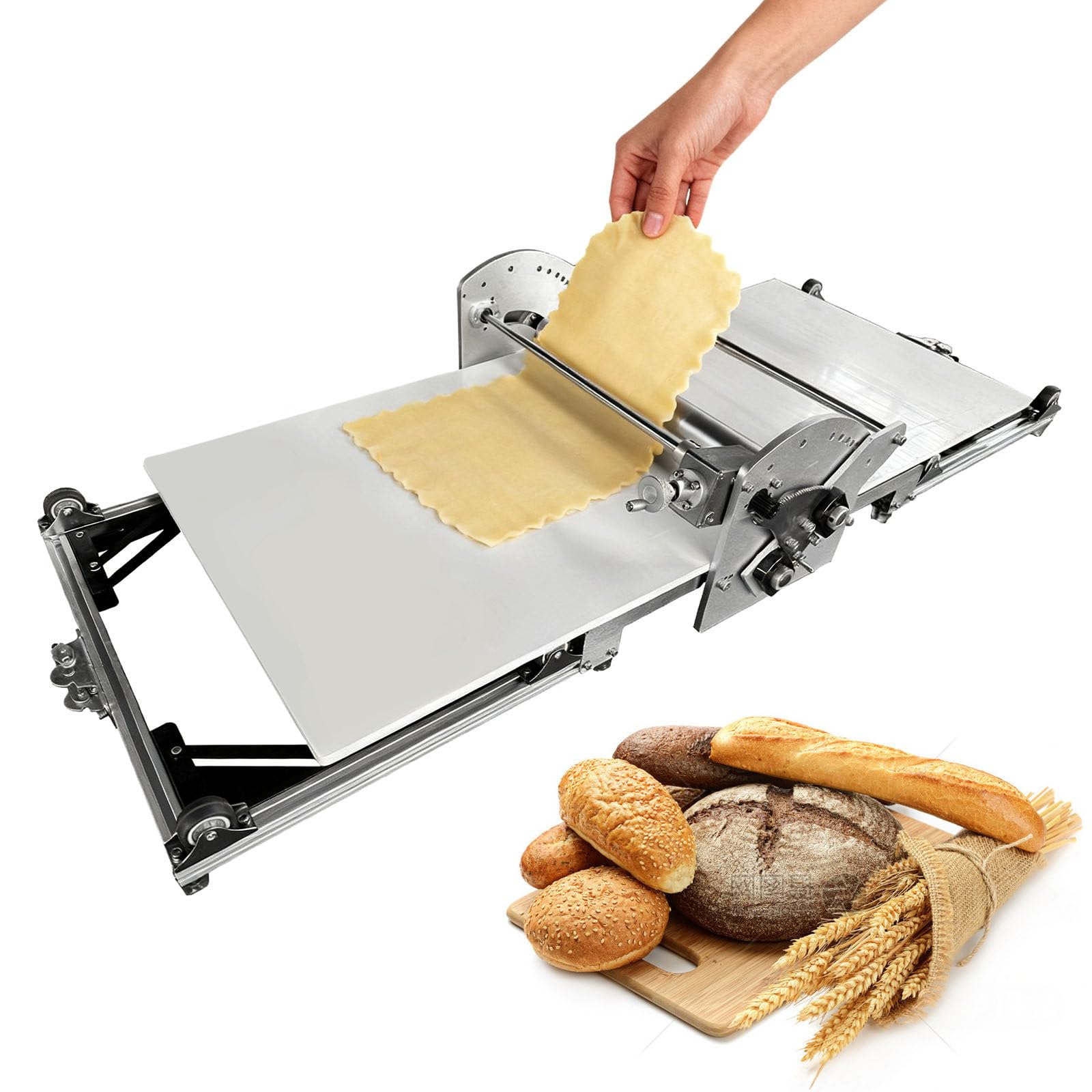 Macchina Elettrica per Pasta Sfoglia - Controllo dello Spessore Regolabile per Pasta Sfoglia Friabile, Sfogliatrice Pieghevole per Uso Domestico, Cucina E Bar