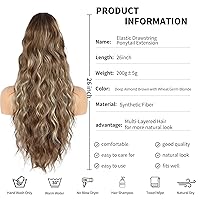 Vista 32 de Cola de caballo con cordón para mujer, extensión de cola de caballo de 26 pulgadas de largo, extensiones de cabello sintético suave, extensión