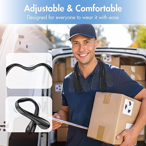 Miniatura 4 de Aire acondicionado de cuello – Ventilador de cuello portátil de 3 velocidades para mujeres y hombres, aire acondicionado personal manos libres,