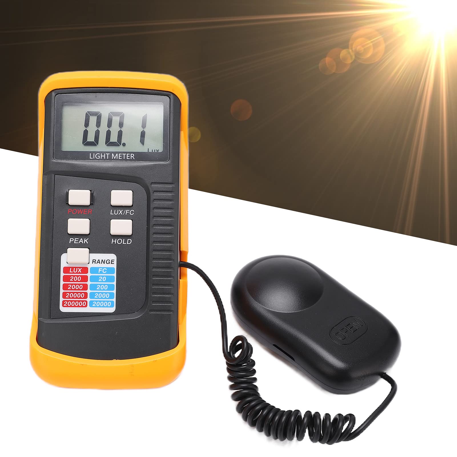 Natudeco LX1330B Digital Illuminance Light Meter Digital Illuminometer 0.1 Lx to 200000Lx Handheld Illuminance Tester for Industrial and Garden