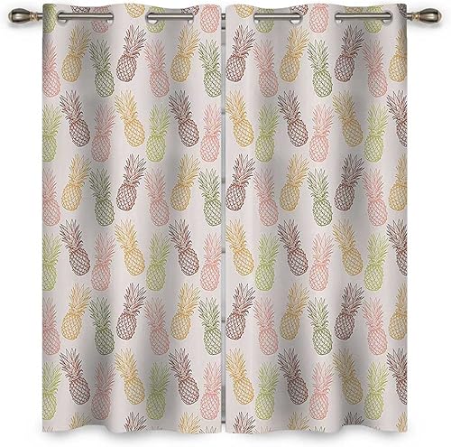 Miniatura 2 de Cortinas de patio con diseño de piña, 2 paneles, decoración de habitaciones (55 pulgadas de ancho) x 72 pulgadas de alto