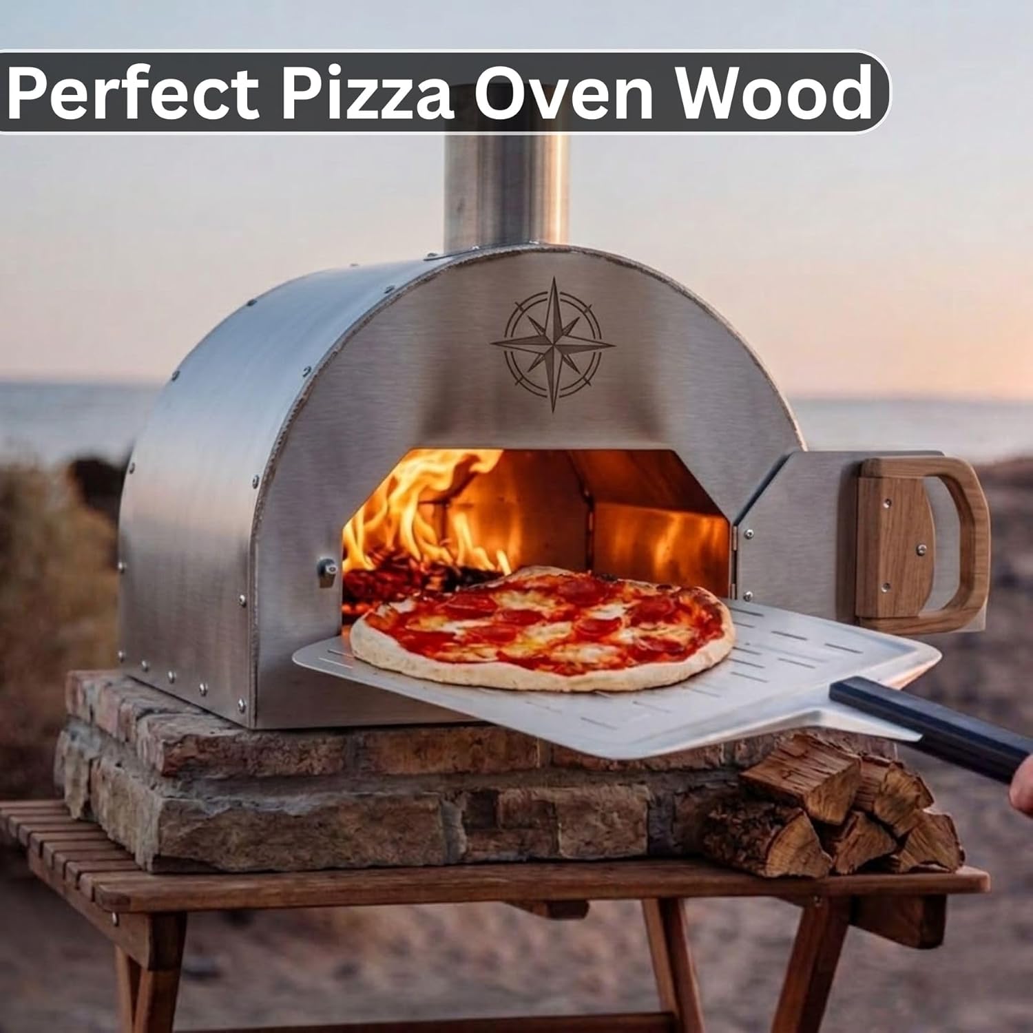 Almond Wood 12" Pizza Oven Wood - 100% Roasted Almond Hardwood Logs for Brick and Fire Pizza Oven, BBQ Grills, Smokers - Longer and Hotter Burn - Ideal for Solo XL Stoves, and More (18 lbs)