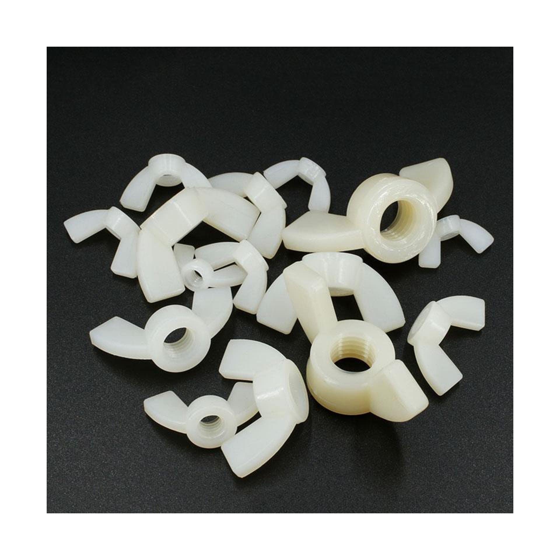 Tuercas de mariposa, sujetadores, 1-100 piezas M3-m12 Tuerca de mariposa de nailon blanca Tuerca de lingote de plástico Tuerca de mariposa de plástico Tipo mariposa Tapa de rosca de plástico Tuercas d