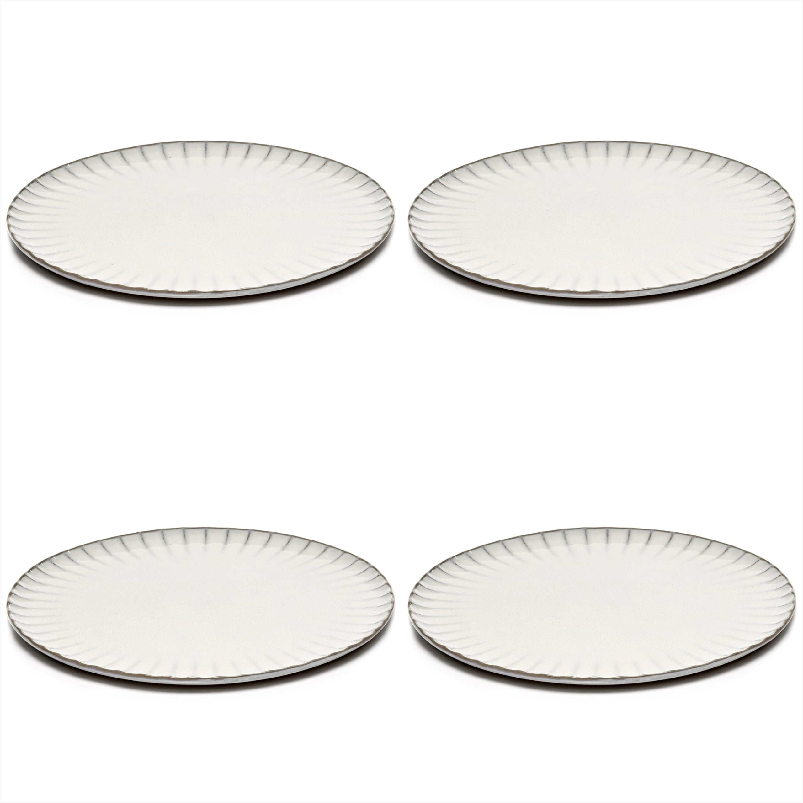 Serax White Dinner Plates | Inku Tableware by Sergio Herman | Dishes Set for 4 | Stoneware Microwave Safe Plates | Dish Set | Farmhouse Kitchen and Dinnerware Sets | Luxury, Family and Party