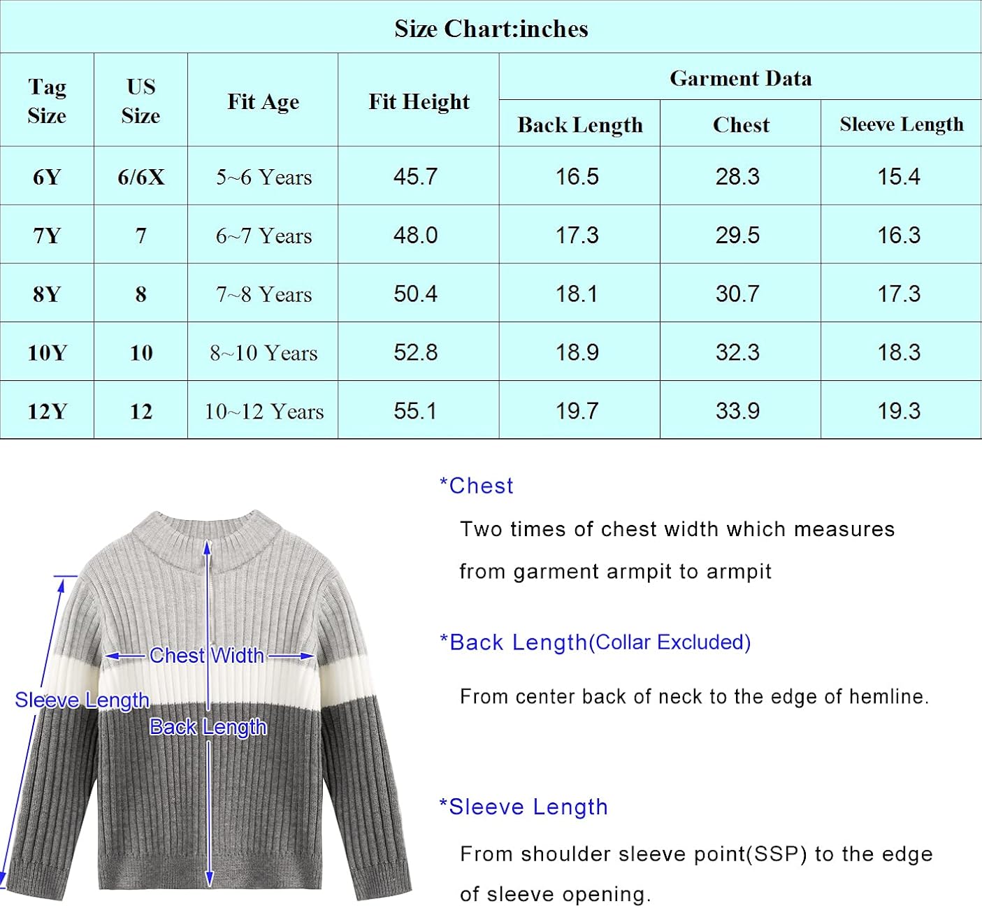 Danna Belle Boys Zip Half Sweater Long Sleeve Color Block Sweater Fall Knit Pullover 5-12Y : Clothing, Shoes & Jewelry