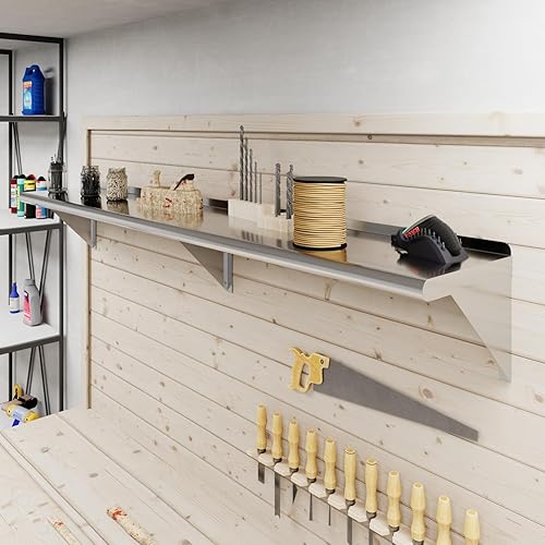 Miniatura 6 de AmGood Estantería de pared de acero inoxidable  Certificado NSF  Estantería metálica para electrodomésticos y equipos  Cocina, Restaurante, Garaje,