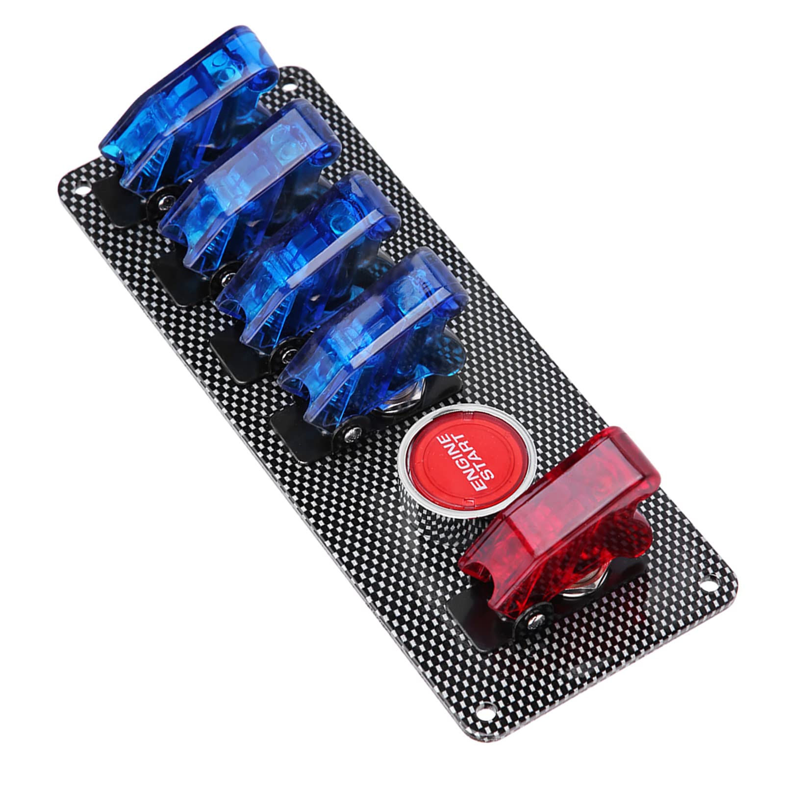 Panel Con Interruptor De Encendido, 6 En 1 Kit De Control De Botón De Arranque Del Motor Del Panel Del Interruptor De Encendido Automático Del Coche De Carreras 12V