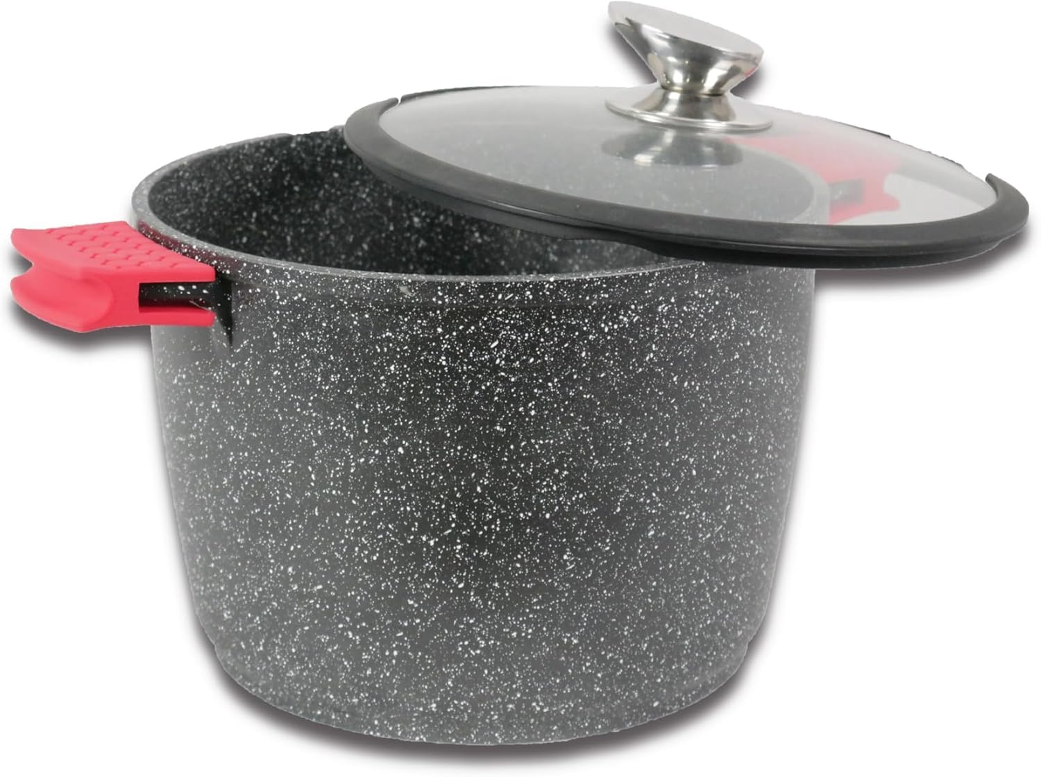 Royal Swiss® Marmite induction - Poêle induction avec Poignées amovibles - Ø 28 cm / 10,5 litres - Casseroles à soupe avec couvercle - Pan tous feux - Revêtement antiadhésif - Beige (Noir, 28cm)