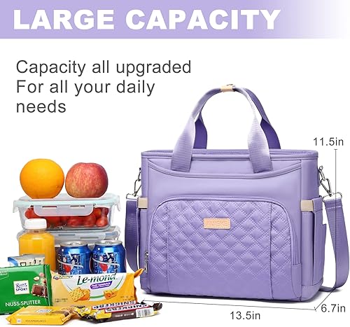 Miniatura 9 de AIJIEKE Lonchera térmica para mujer, lonchera para el trabajo, bolsa enfriadora grande a prueba de fugas con correa extraíble, lonchera reutilizable