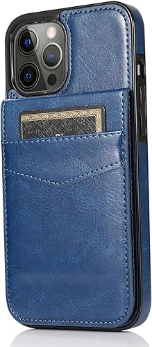 Funda tipo cartera para iPhone 15 Pro Max15 Pro15 Plus15, funda de cuero retro con ranura para tarjetas, color azul, 15 pro max de 6.7 pulgadas