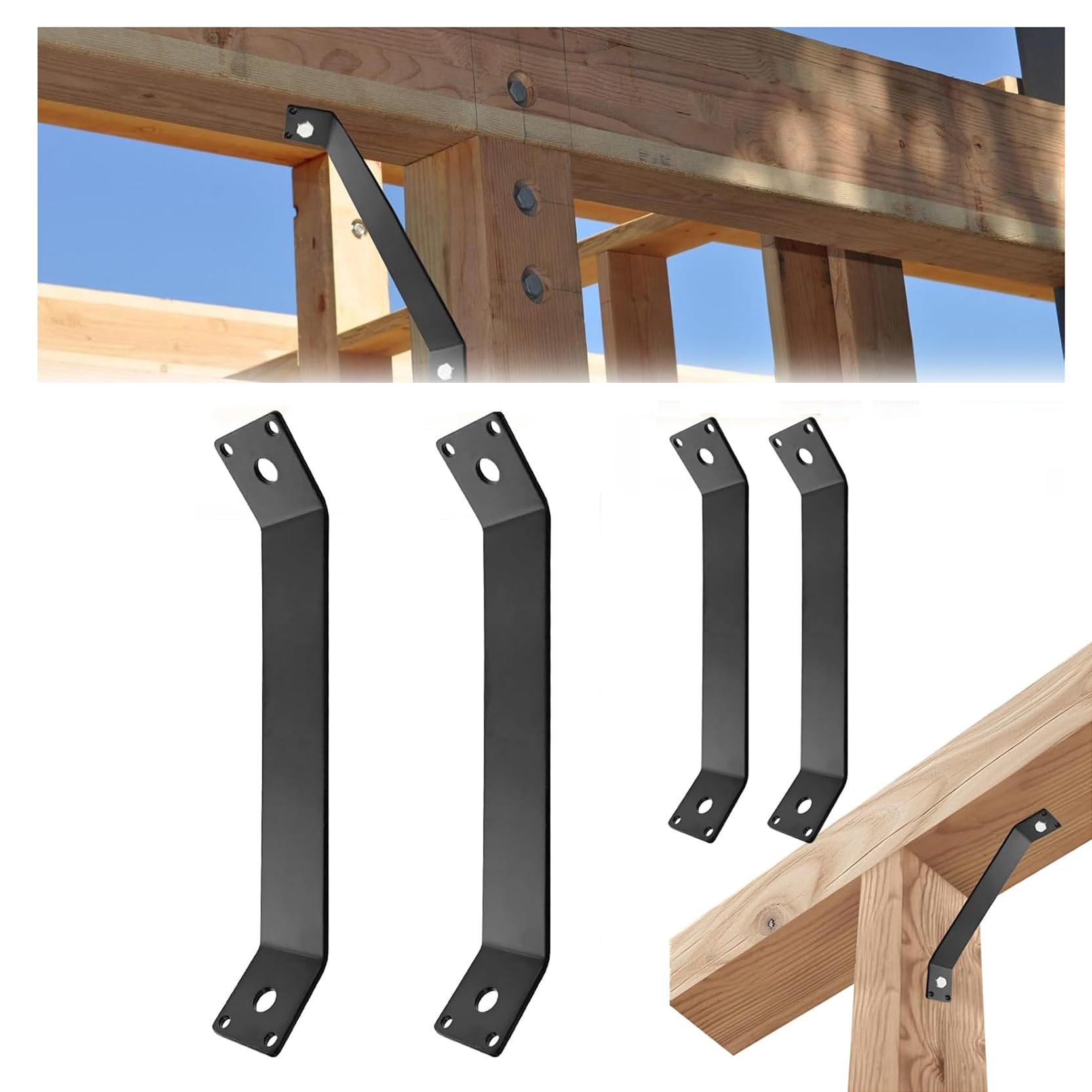 LQSYBHD 45-Degree Angle Corner Braces Inside Joint Pergola Kit Heavy Duty Connector for Wood Post and Beam Desk Edge Box Gazebo DIY Kit 45 Degree Corner Brace(Size:4pcs)