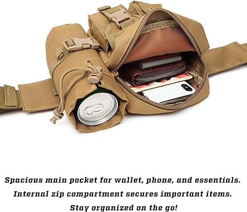 Miniatura 5 de Riñonera táctica con soporte para botella de agua, versátil e impermeable, riñonera militar, cinturón de utilidad para senderismo al aire libre,