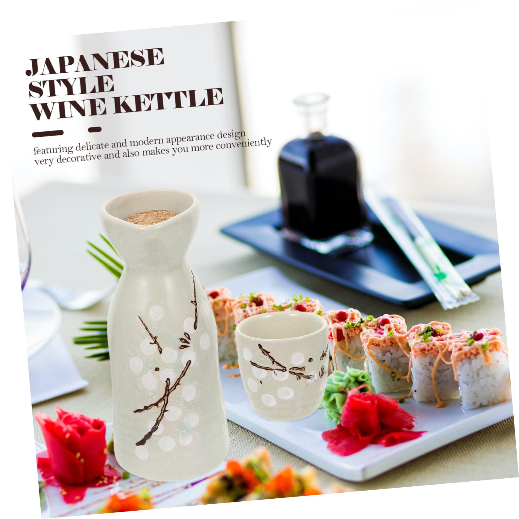 Alipis Kit de Tasse à Saké en Céramique Style Japonerie, 1 Set