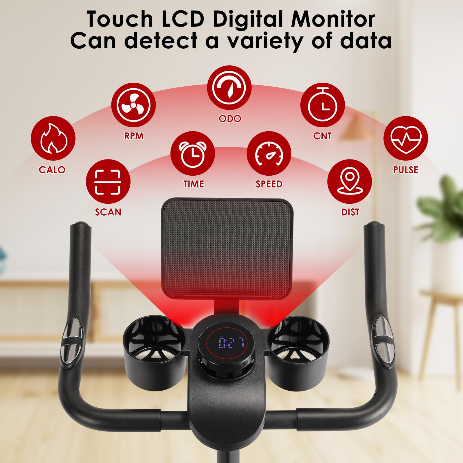 LIFERUN Heimtrainer Fahrrad Magnetwiderstand, Leise Spinning Bike Indoor mit Pulsmessung, LCD-Monitor, einstellbare Sitze, Tablet-Halter, Stationäres Bike Hometrainer für Kardiotraining Zuhause