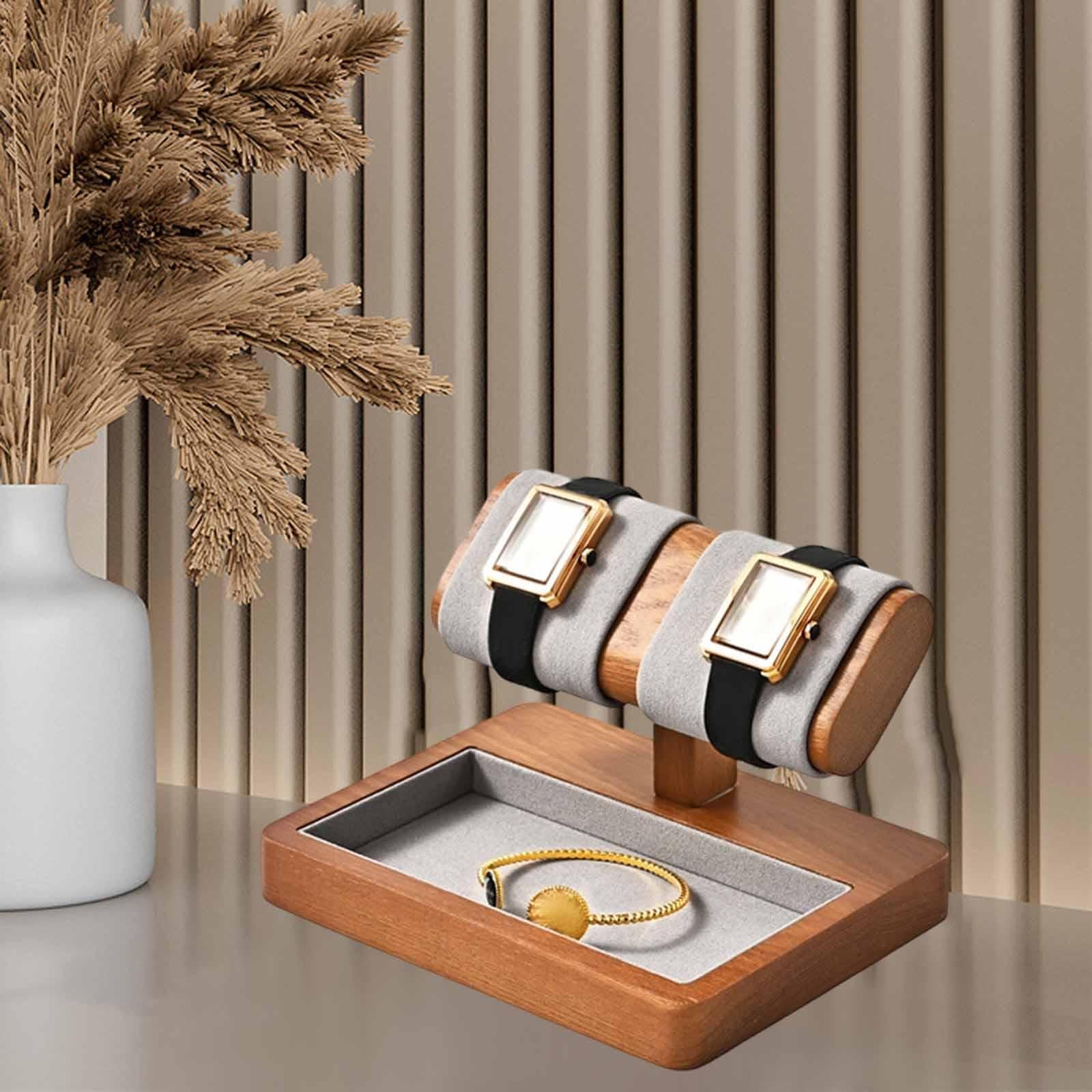 Perfeclan Expositor de relojes de madera, vitrina para joyería, relojes de escritorio para el hogar y tienda.