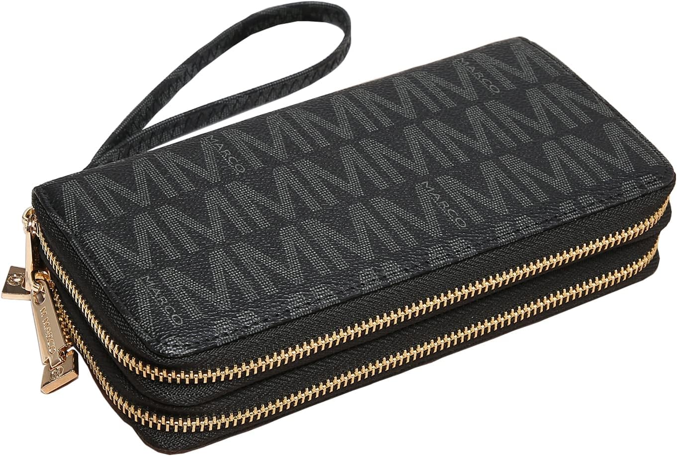 Womens Fashion Double Zip Around Wallet Long Purse Credit Card Slots Bifold Ladies Cluth with Phone Compartment