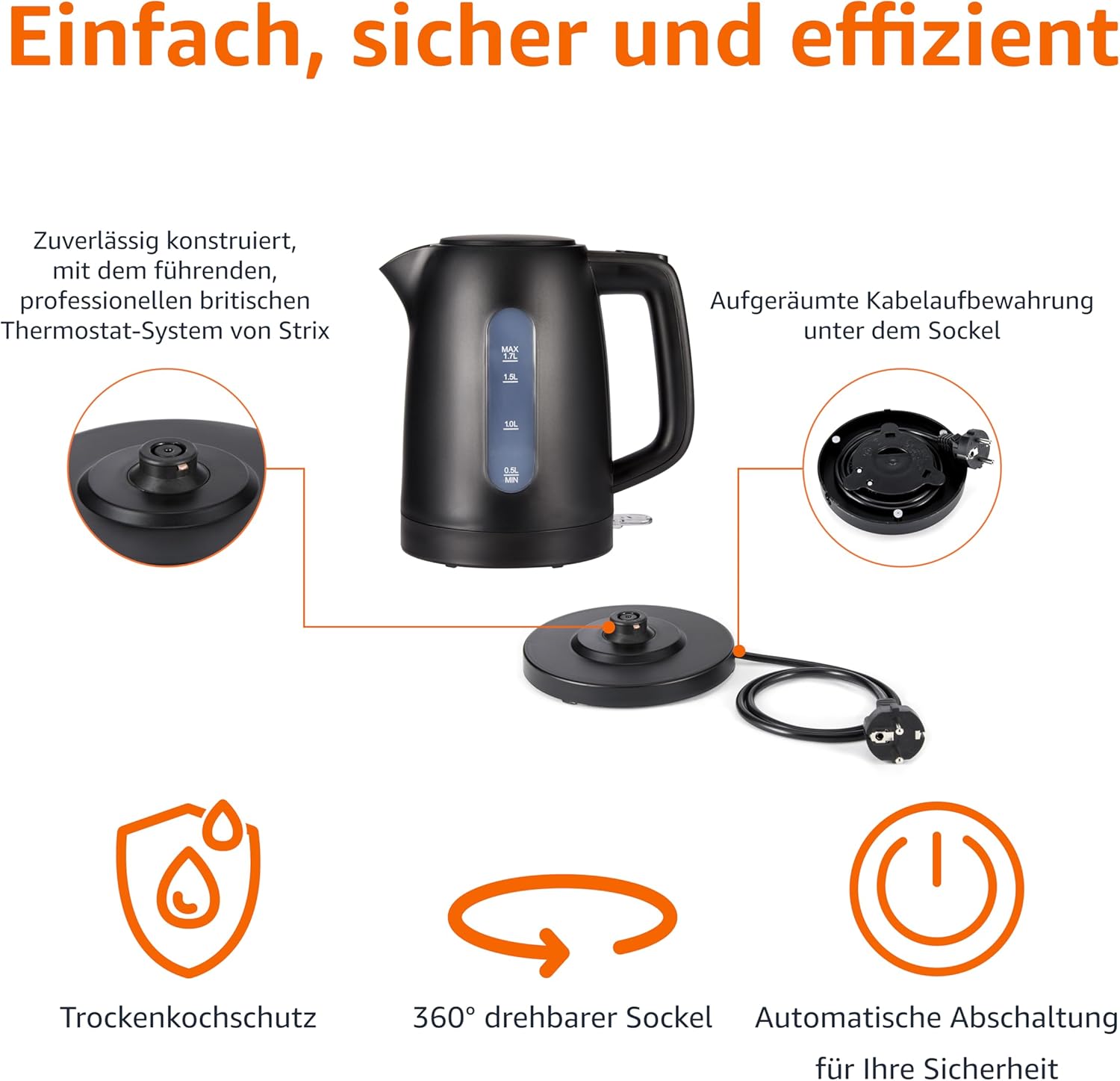 Vízforraló felülnézet és kezelőelemek