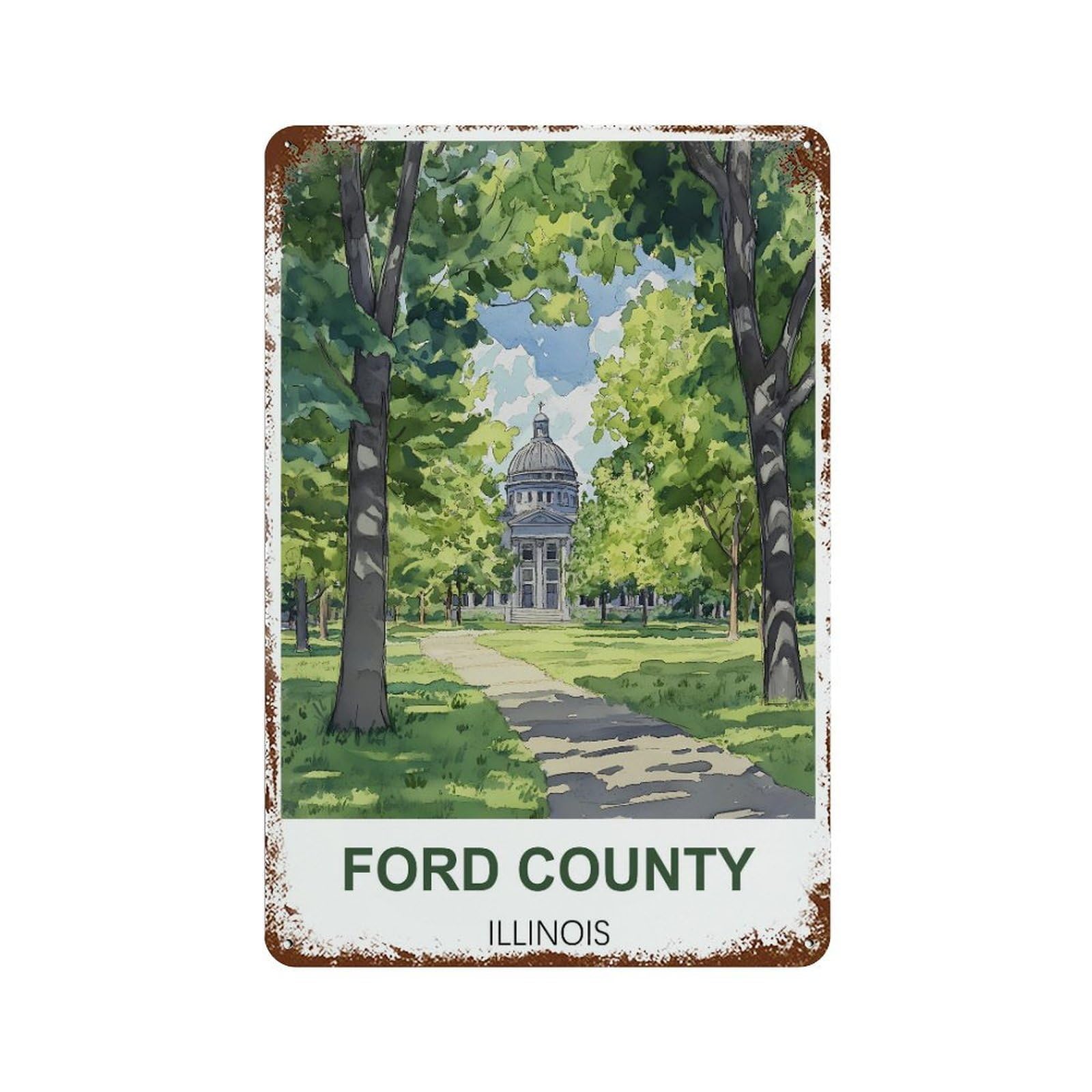 County Illinois Retro Design Tin Paintings Vintage Tin Sign 08x12inch(20x30cm) Wall Art for Home Office Bedroom Living Room Cafes Wall Decor