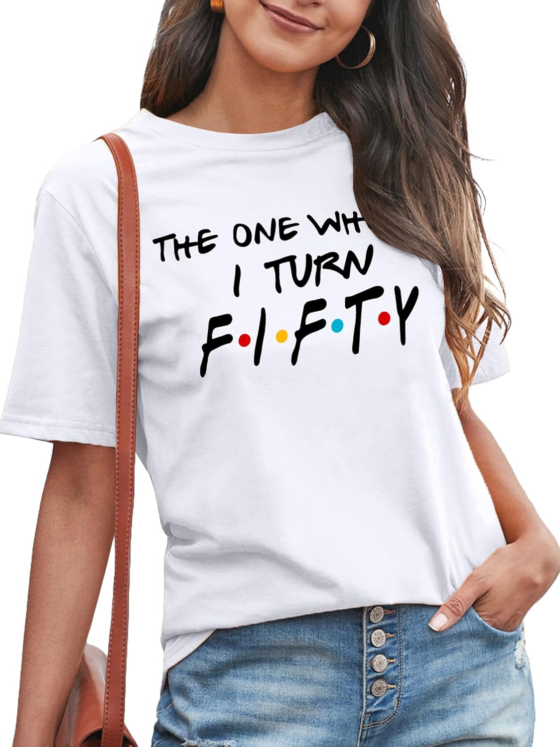 LHBNK 50th Birthday Shirts for Women The One Where I Turn Fifty Tops 50 Years Old Gifts Casual Graphic Tees - Image 3