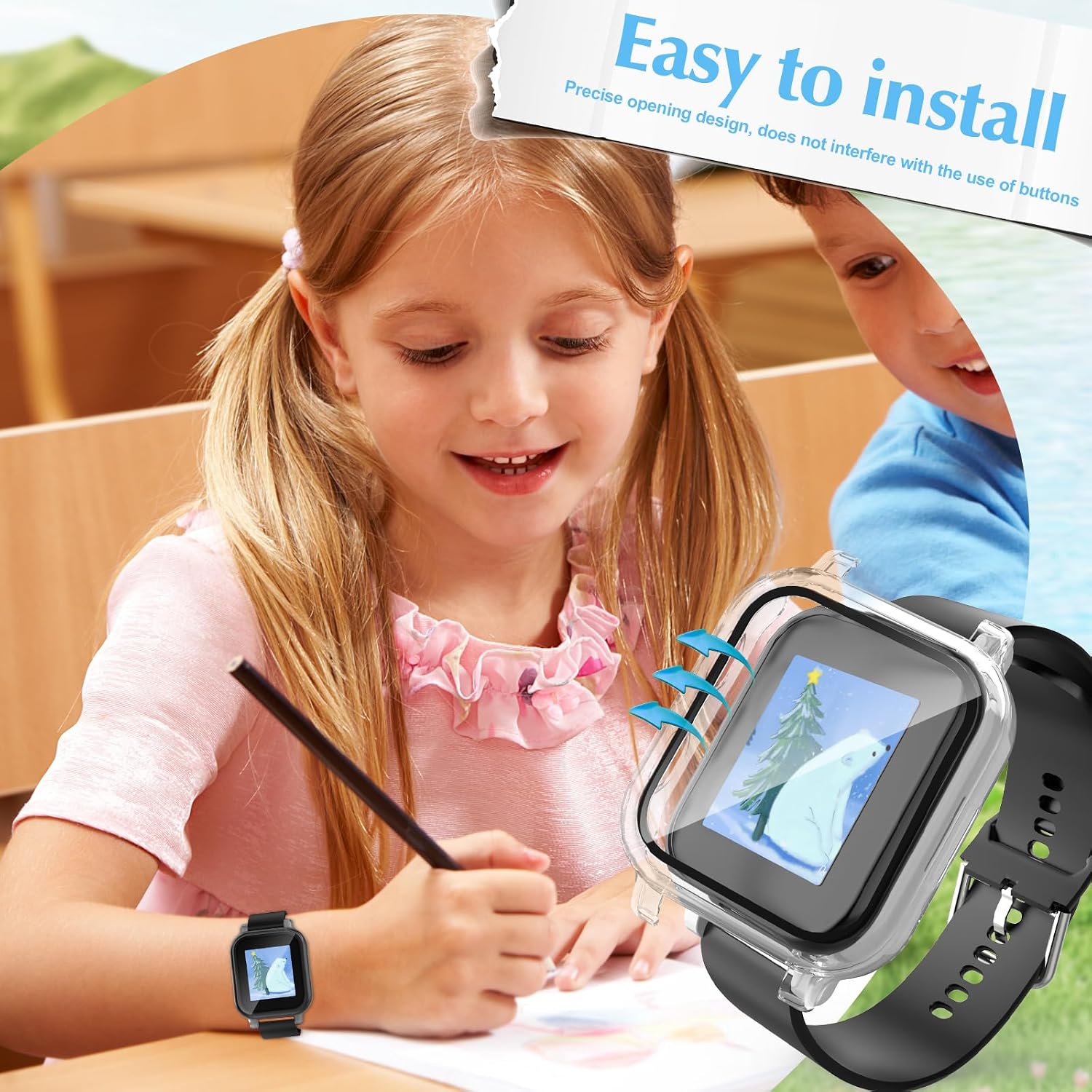 Compatible for Gabb Watch 3/3e Screen Protector Case Cover-Clear*2 image 3