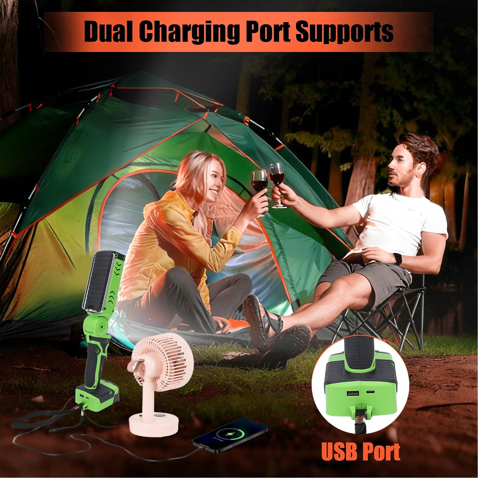 Lampe de Poche LED Rechargeable 2400lm, Conception Pliable, Chargement USB pour les Activités de Plein Air D'urgence