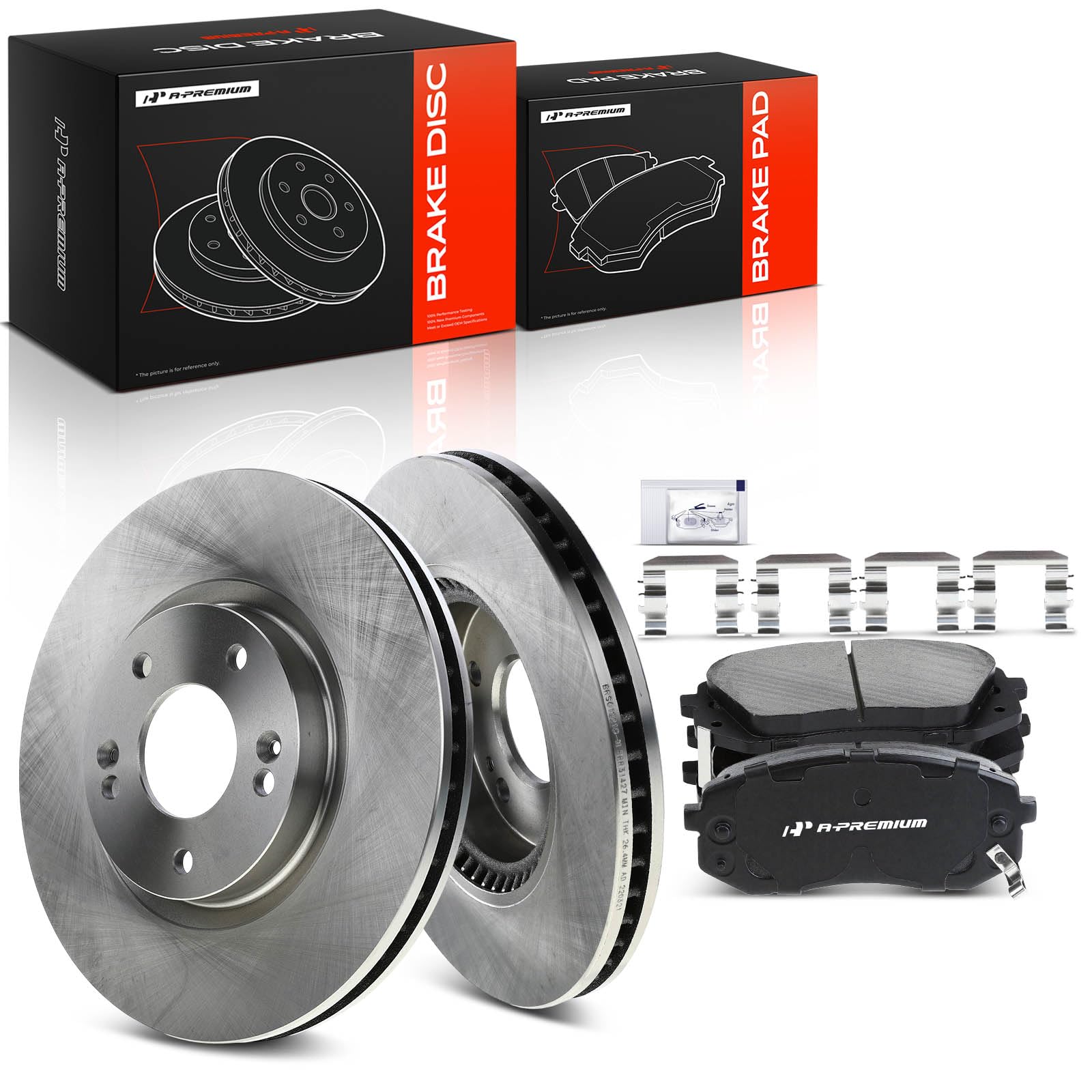 A-Premium 11.81 inch (300mm) Front Vented Brake Rotors and Ceramic Pads Kit