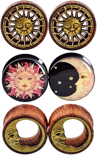 Juego de expansores Qmcandy para oreja, de madera orgánica y acrílico, de 0 g a 34 pulgadas