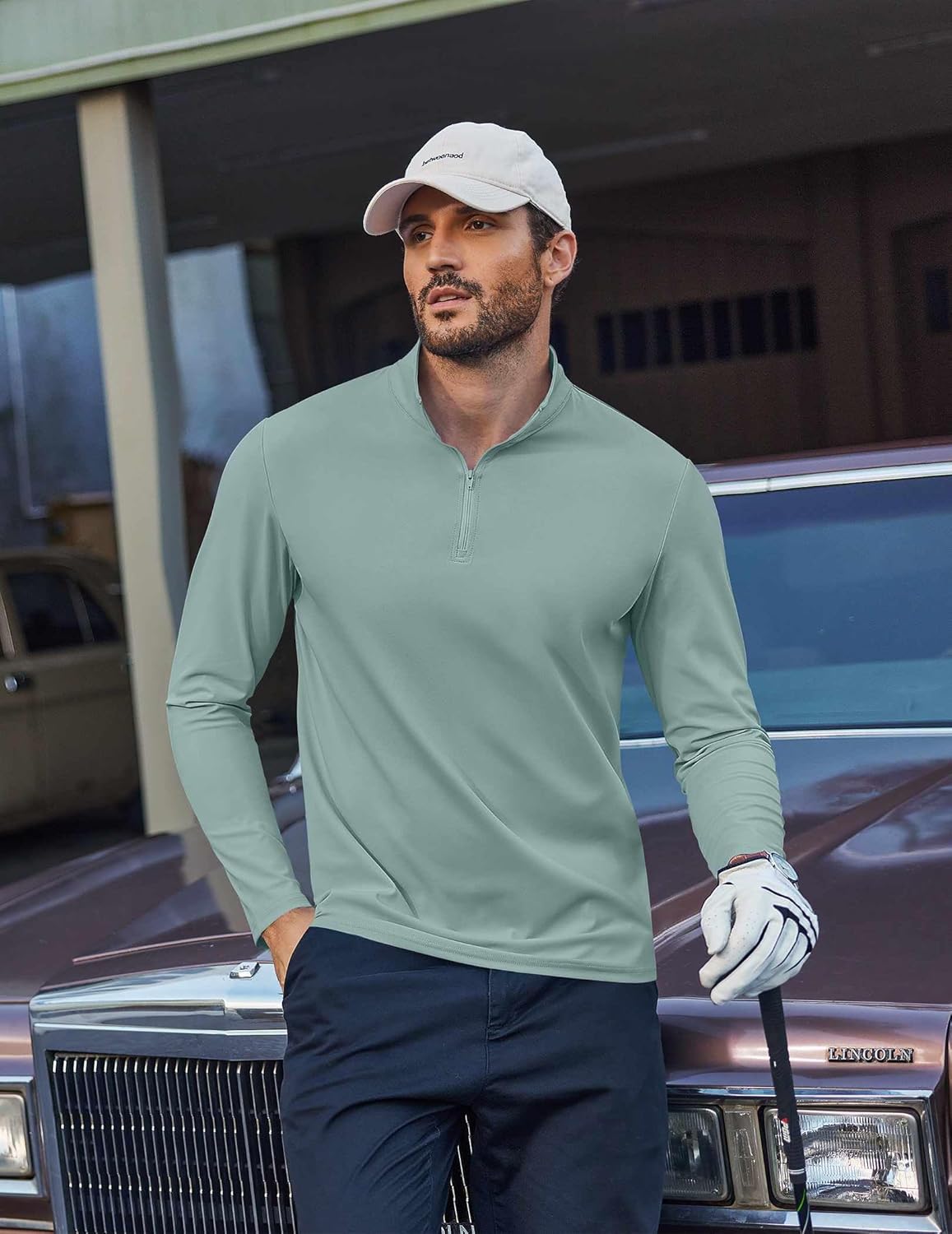 COOFANDY Mens Quarter Zip Pullover Athletic Shirt Long Sleeve Sun Protection Shirt Golf Zip Up Lightweight T Shirts for Man - Image 2